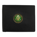 U.S. Army Licensed Genuine Black Leather Bifold Wallet with Medallion