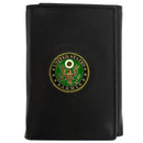 U.S. Army Licensed Genuine Black Leather Trifold Wallet with Medallion