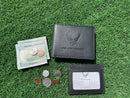 U.S. Air Force Classic Wallet Premium Black Leather Bifold with Separate ID Card Holder