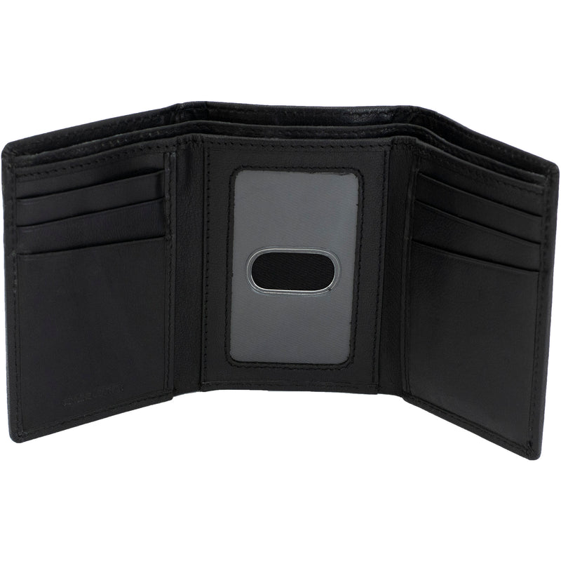 U.S. Army Licensed Genuine Black Leather Trifold Wallet with Medallion