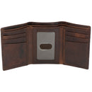 U.S. Navy Licensed Genuine Brown Leather Trifold Wallet with Medallion