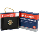 U.S. Marine Licensed Genuine Black Leather Bifold Wallet with Medallion