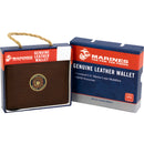 U.S. Marine Licensed Genuine Brown Leather Bifold Wallet with Medallion