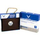 U.S. Air Force Licensed Genuine Brown Leather Bifold Wallet with Medallion
