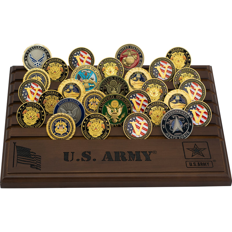 9"x12" U.S. Army Licensed Wooden Coin Holder - Dark Finish