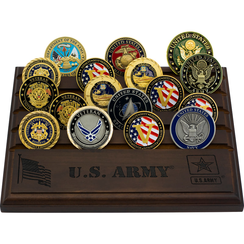 7"x9" U.S. Army Licensed Wooden Coin Holder - Dark Finish