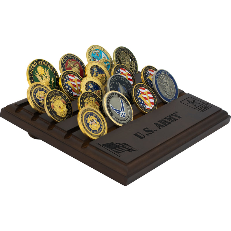 7"x9" U.S. Army Licensed Wooden Coin Holder - Dark Finish