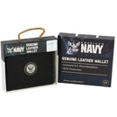 U.S. Navy Licensed Genuine Black Leather Bifold Wallet with Medallion