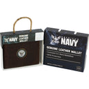 U.S. Navy Licensed Genuine Brown Leather Bifold Wallet with Medallion