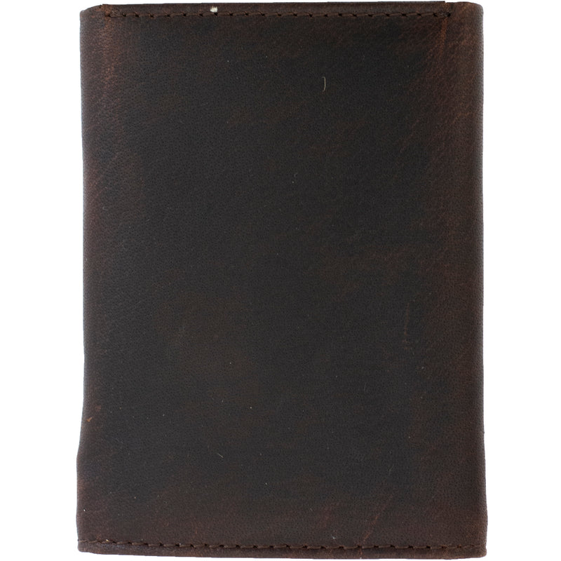 U.S. Navy Licensed Genuine Brown Leather Trifold Wallet with Medallion