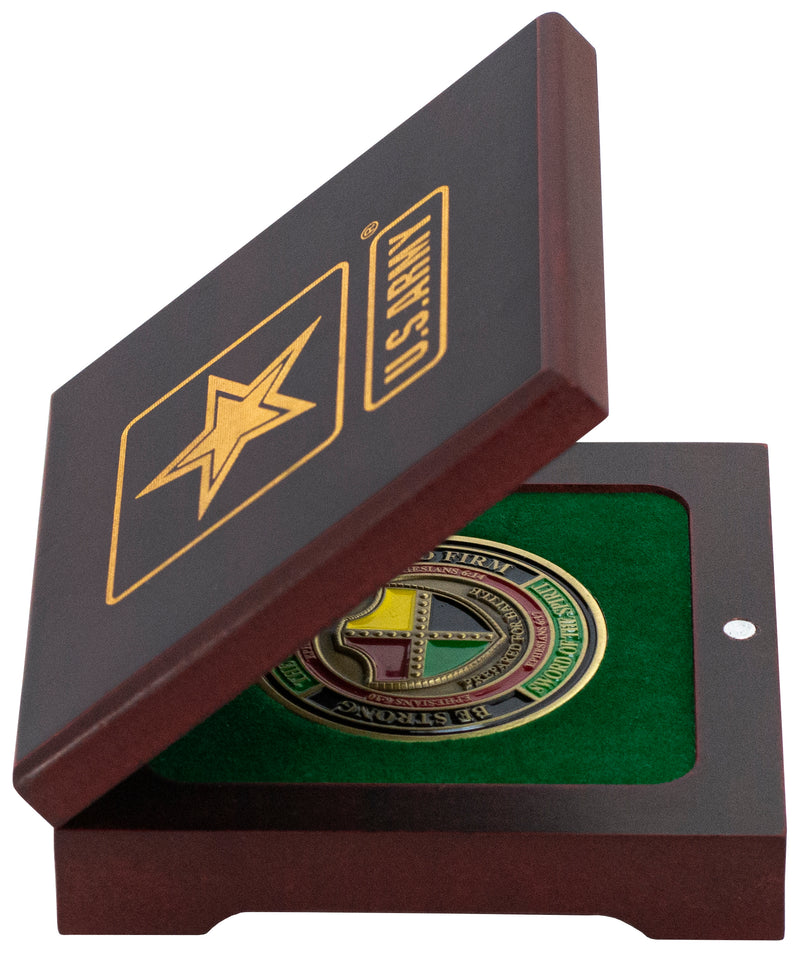 U.S. Army Licensed Square Wooden Coin Presentation Box