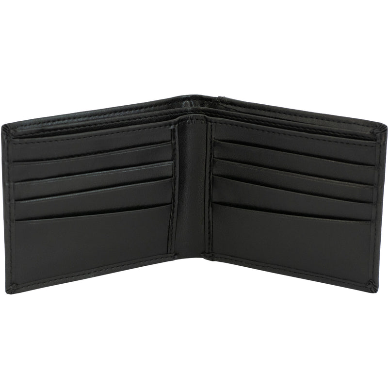 U.S. Marine Licensed Genuine Black Leather Bifold Wallet with Medallion