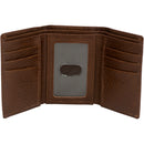 U.S. Marine Licensed Genuine Brown Leather Trifold Wallet with Medallion