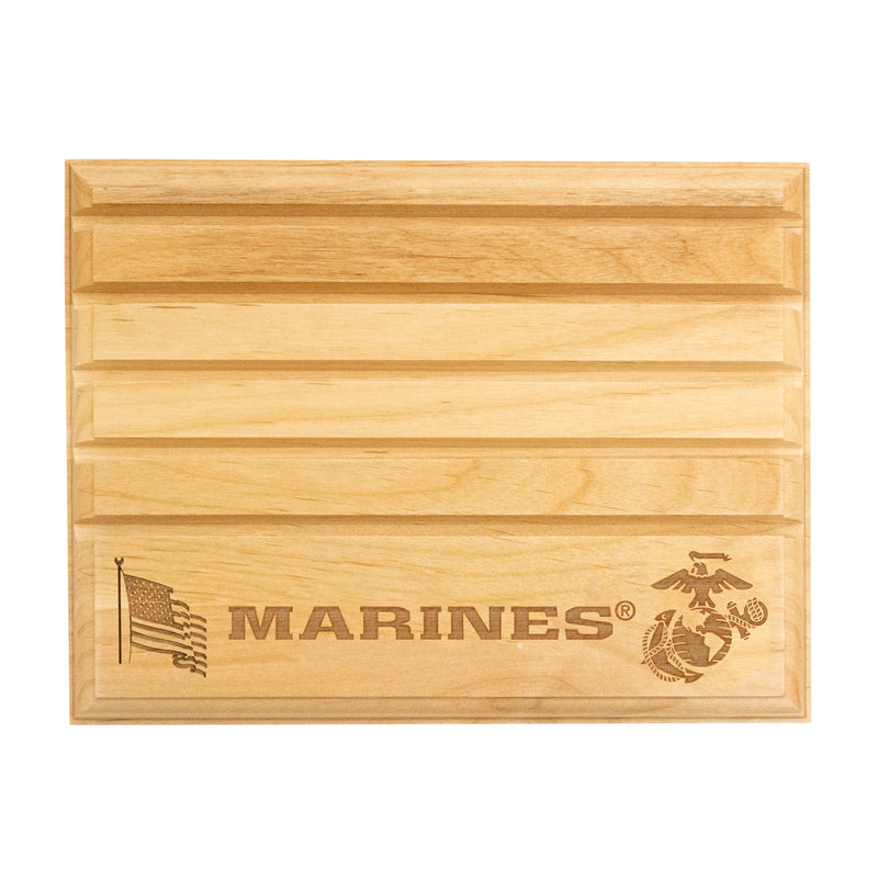 7"x9" U.S. Marine Licensed Wooden Coin Holder - Natural Finish